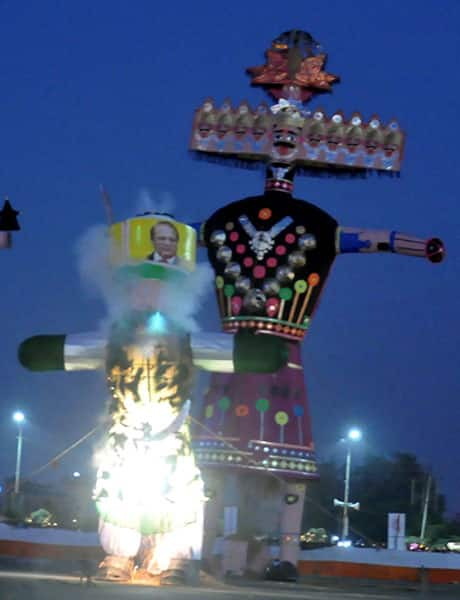 Pakistani Ravans Effigy Set on fire during the Dusshera Celebration in Amritsar