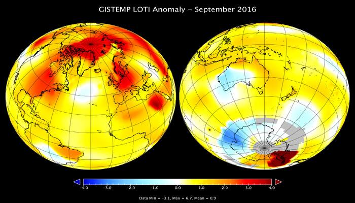September 2016 warmest in 136 years, says NASA