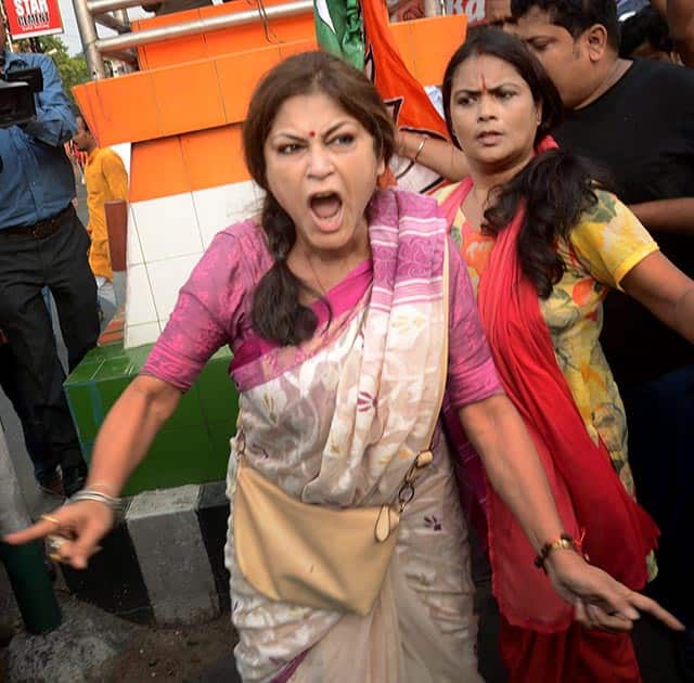 BJP leader Rupa Ganguly leads a protest march