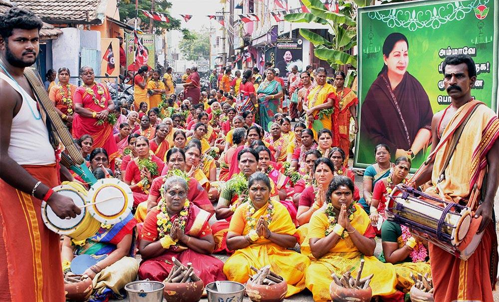 AIDMK members special offering prayers for the speedy recovery of their Leader J Jayalalithaa