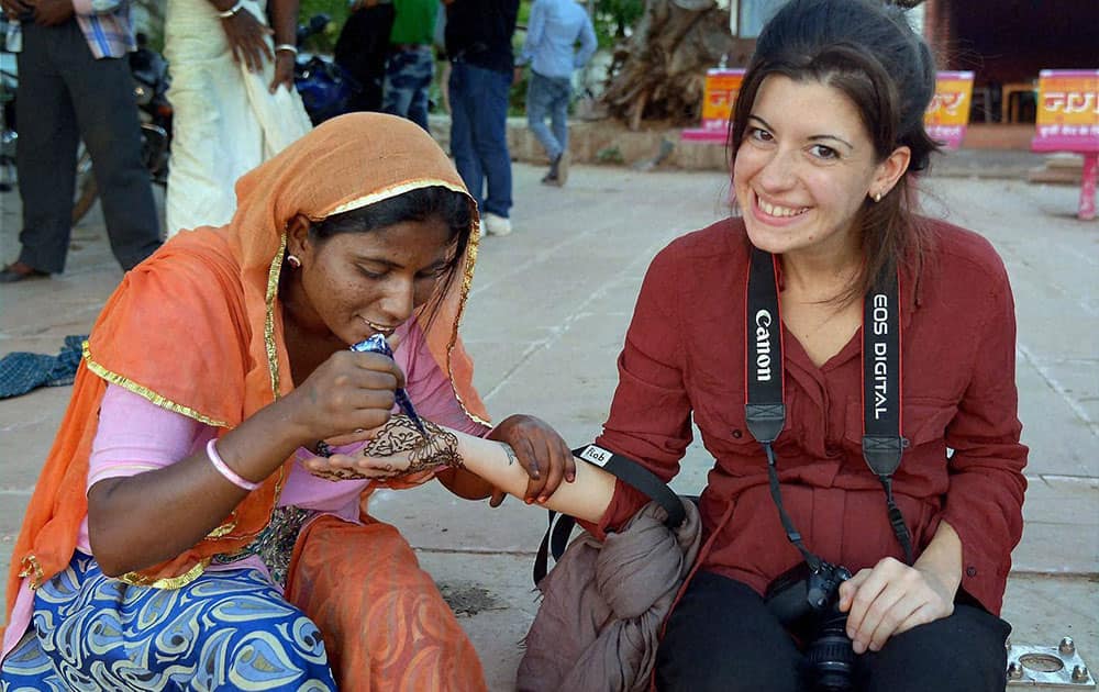 Foreign tourist in Pushkar