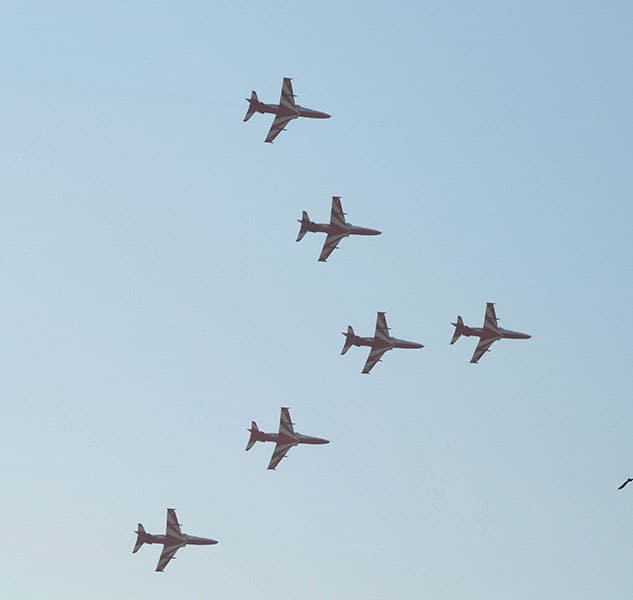 IAF's Surya Kiran team performs an air show