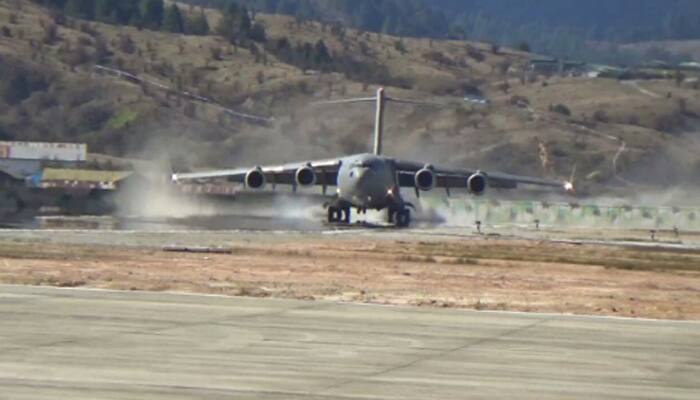Indian Air Force C-17 Globemaster lands at Arunachal&#039;s ALG Mechuka, close to China border