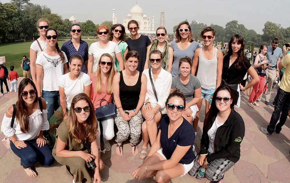 International golfers taking part in Hero Womens Indian Open visiting Taj Mahal in Agra