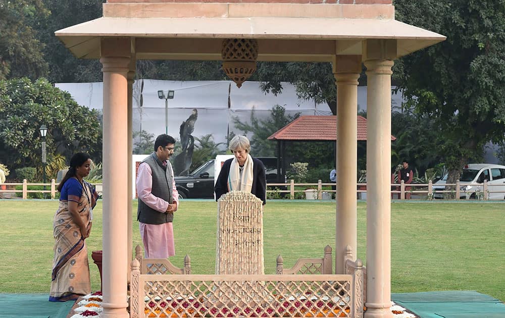 Theresa May at Gandhi Smriti Theresa May at Gandhi Smriti