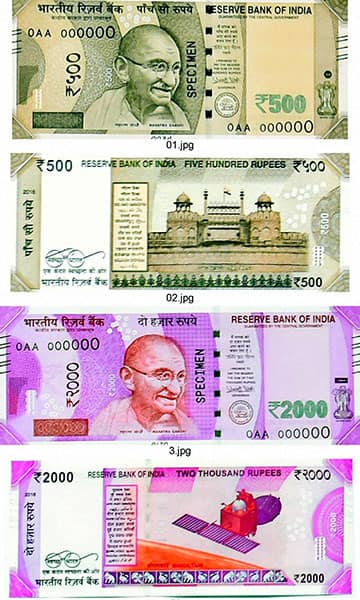 A look at the new Rs. 500, Rs. 2000 notes specimen.
