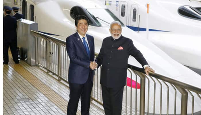 PM Narendra Modi, Shinzo Abe ride on Japan&#039;s famed Shinkansen bullet train