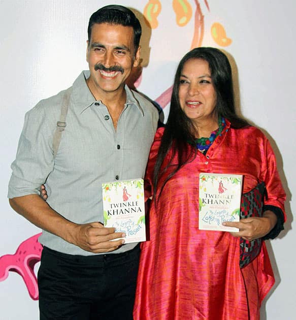 Akshay Kumar and Shabana Azmi at the book launch of The Legend of Lakshmi Prasad, a collection of four short stories by author Twinkle Khanna