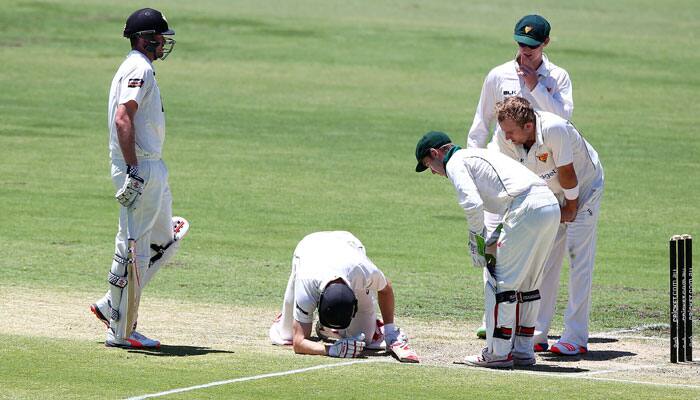 WATCH: Adam Voges concussed after being hit on helmet by quick bouncer during Sheffield Shield match