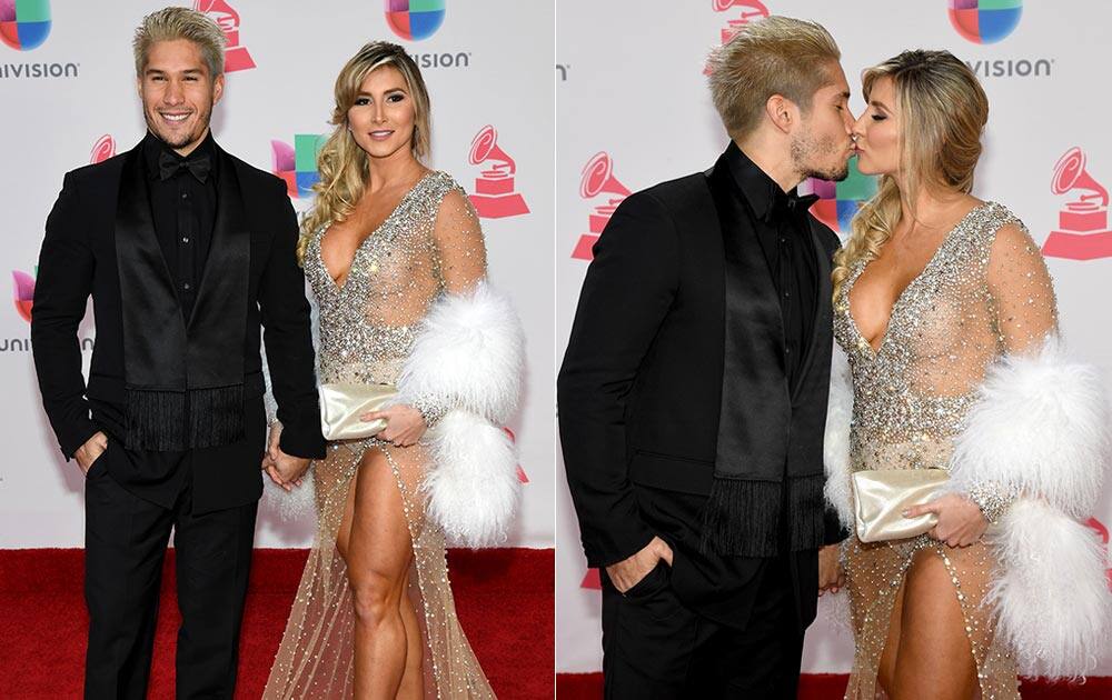 Recording artist Jesús Alberto Miranda Perez of Chino (L) and Natasha Araos attend The 17th Annual Latin Grammy Awards