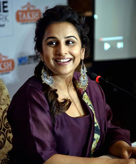 Vidya Balan addressing the media on her movie Kahaani 2 in Hyderabad