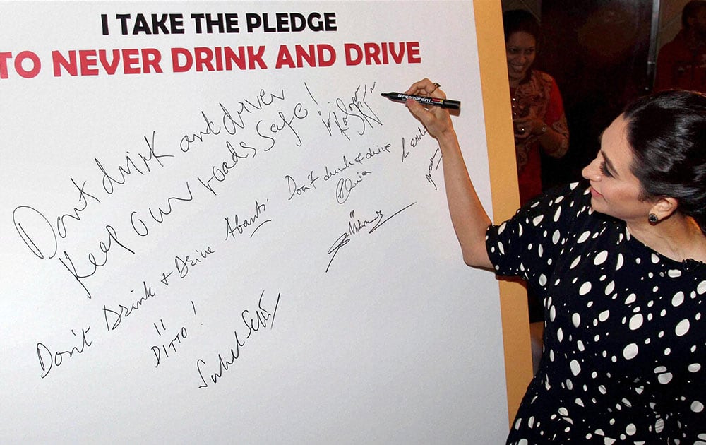 Karisma Kapoor during the launch of the Phase lll of Road To Safety initiative by USL-Diageo in Mumbai