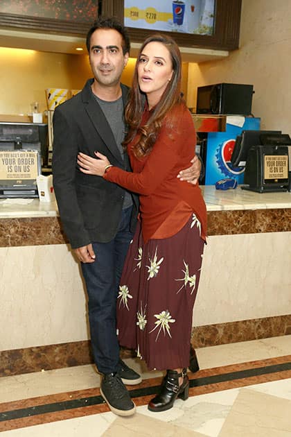 Neha Dhupia and Ranvir Shorey in New Delhi to promote their film “Moh Maya Money” in New Delhi