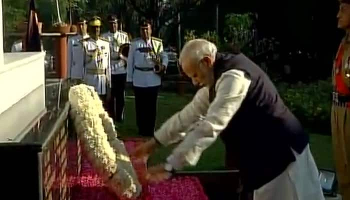 PM Narendra Modi participates in yoga with top cops in Hyderabad