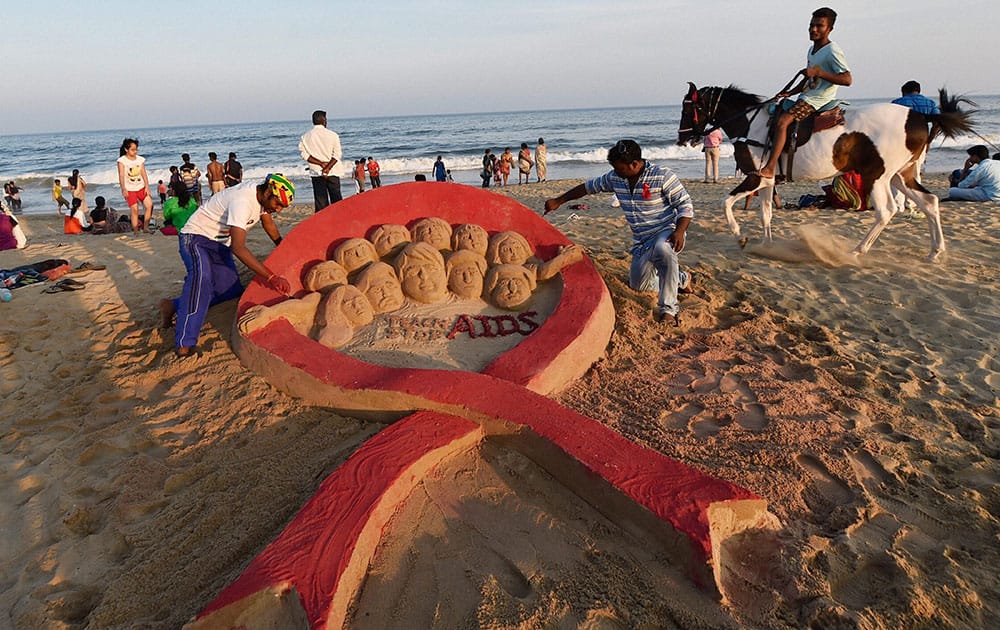 sand sculpture on AIDS awareness