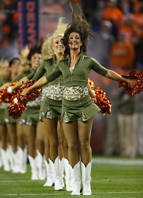 Denver Broncos cheerleaders Perform before the game agains Kansas City Chiefs