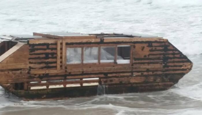 Mystery houseboat washes ashore on Irish coast after floating across the mighty Atlantic