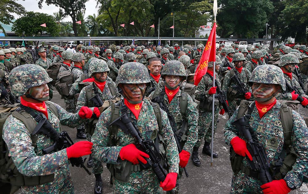 Philippine marines prepare for the change-of-command ceremony