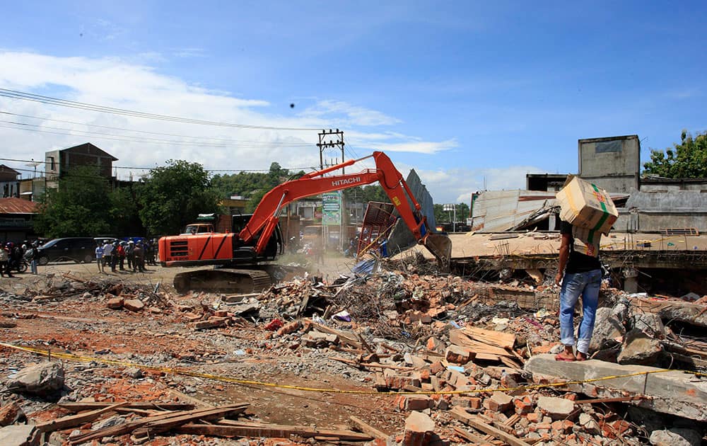 Buildings destroyed by the earthquake of 6.4 magnitude in Pidie, Aceh Province, Indonesia