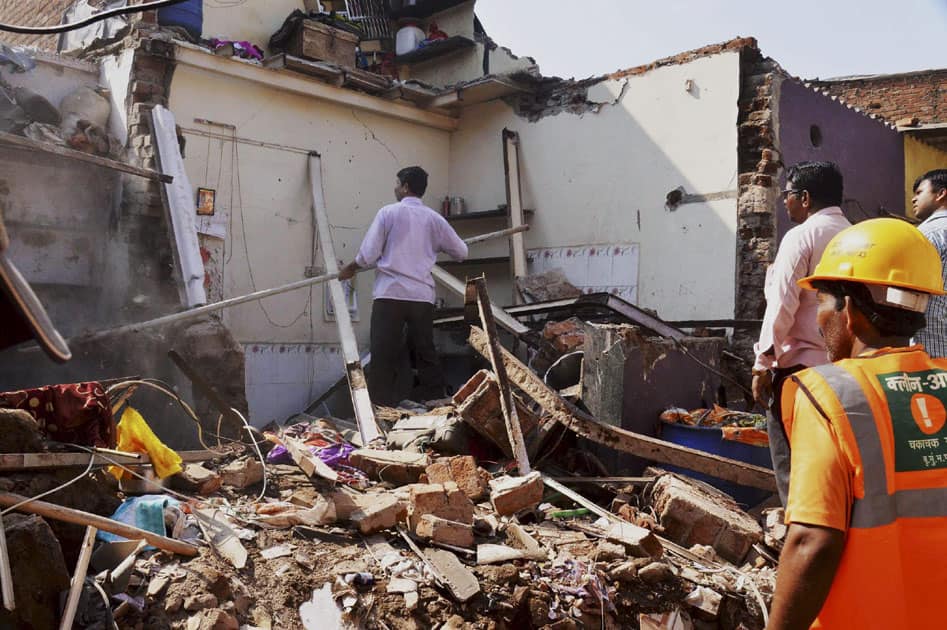 Debris of three single storeyed building in Mumbai