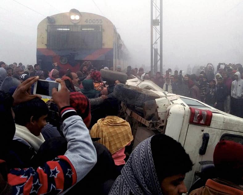 local passenger train hit a vehicle