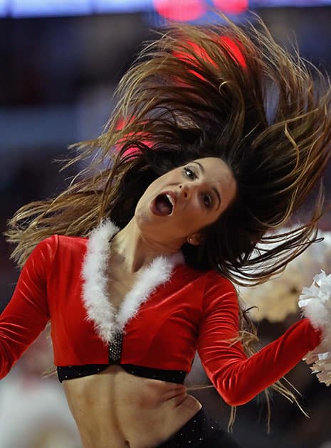 A member of the Chicago Bulls dance team performs