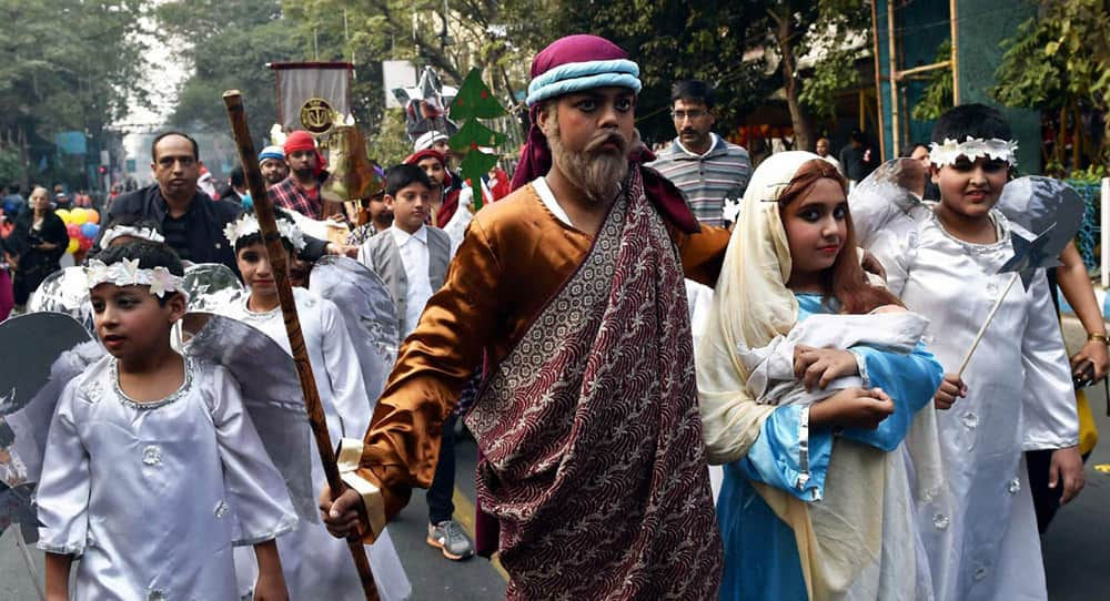 Christian people and students take part in a rally