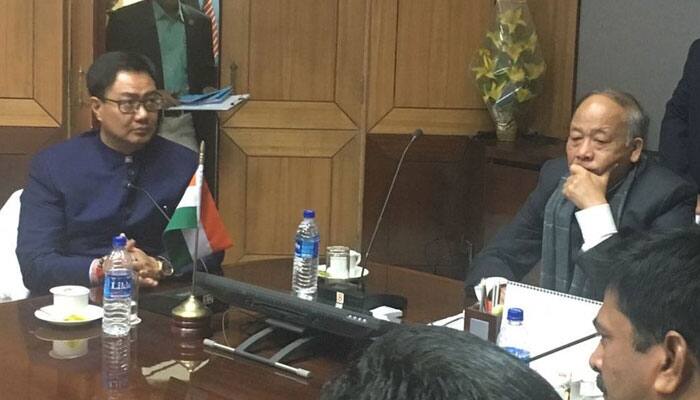 Kiren Rijiju meets CM Okram Ibobi Singh, says govt won&#039;t tolerate economic blockade in Manipur 