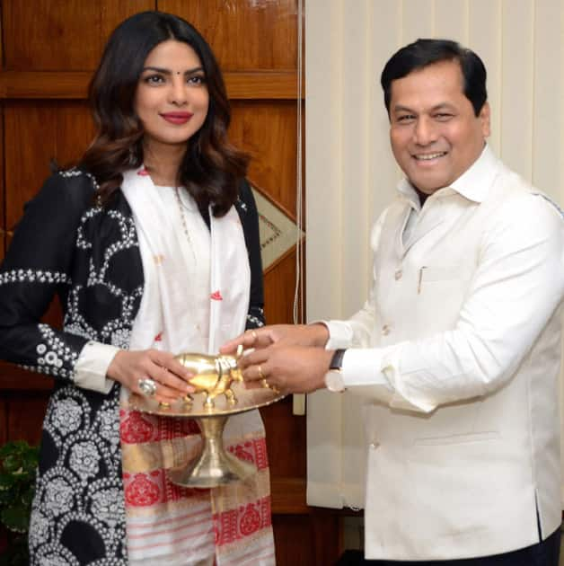 Sarbananda Sonowal with Priyanka Chopra