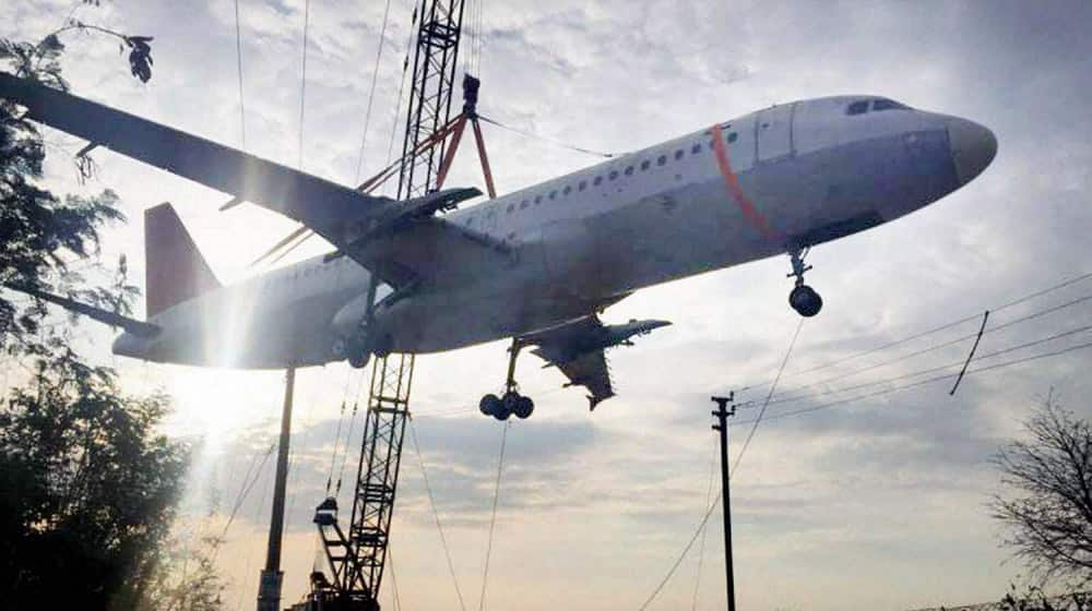 Crane carrying an Air India aircraft crashes