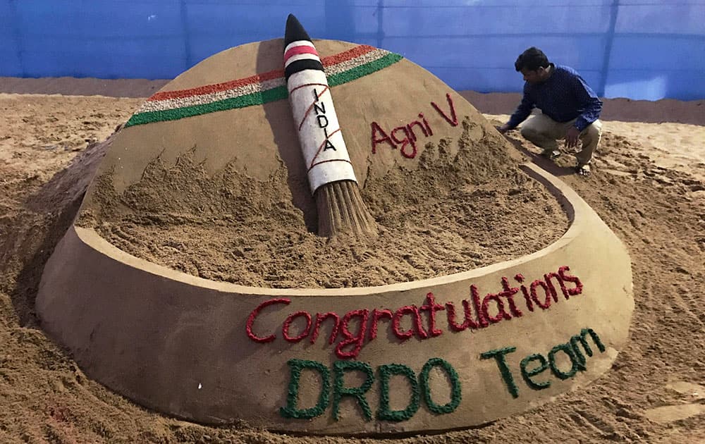 Sudarsan Pattnaik creates a sand sculpture