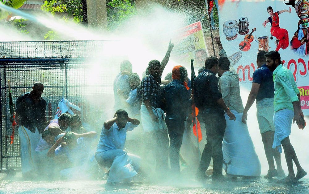 Yuva Morcha activists protest 