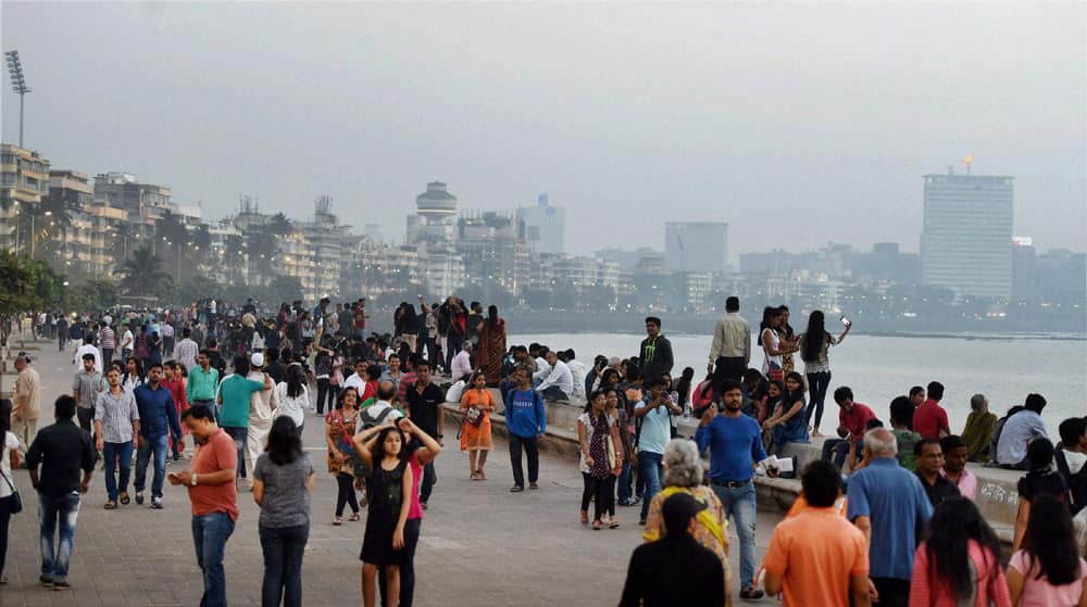 People gathered at the marine drive on the eve of new year People gathered at the marine drive on the eve of new year
