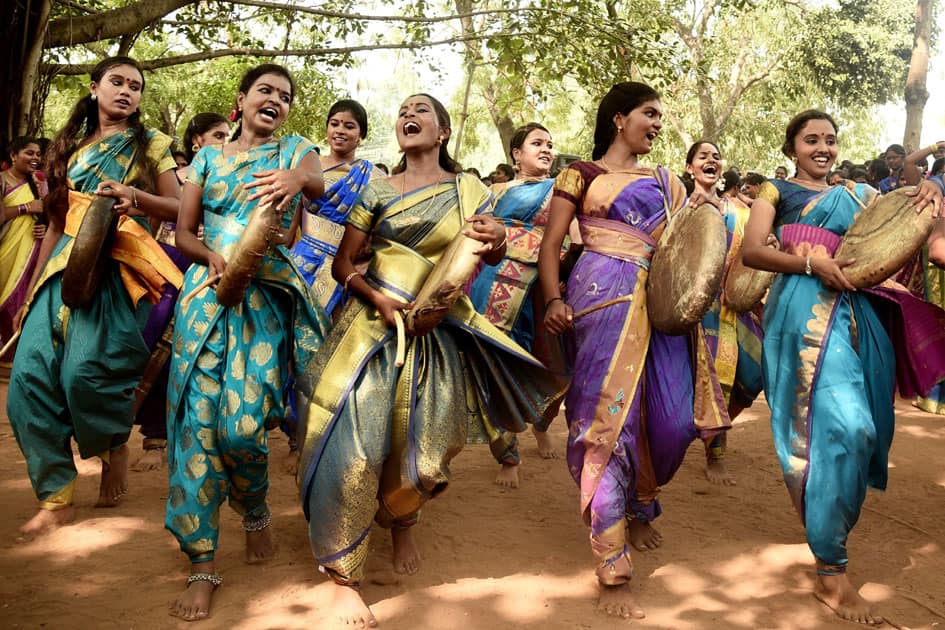 Students celebrate Pongal festival