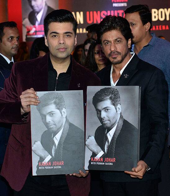 Shahrukh Khan and Karan Johar during a book launch of An Unsuitable Boy