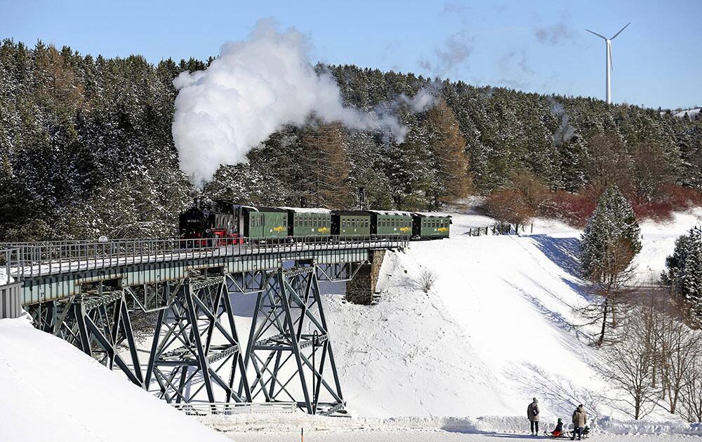 A steam train of the Fichtelbergbahn