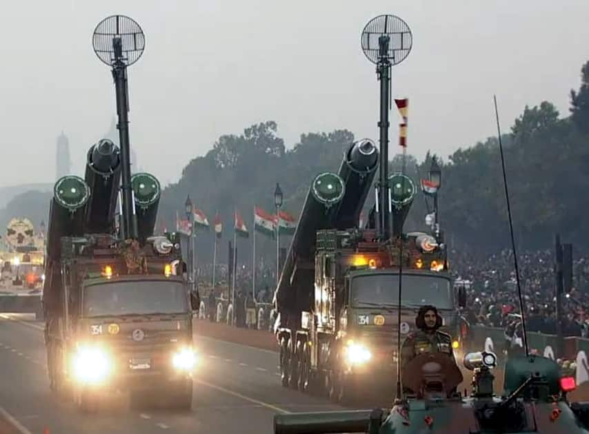 Republic Day parade underway at Rajpath.