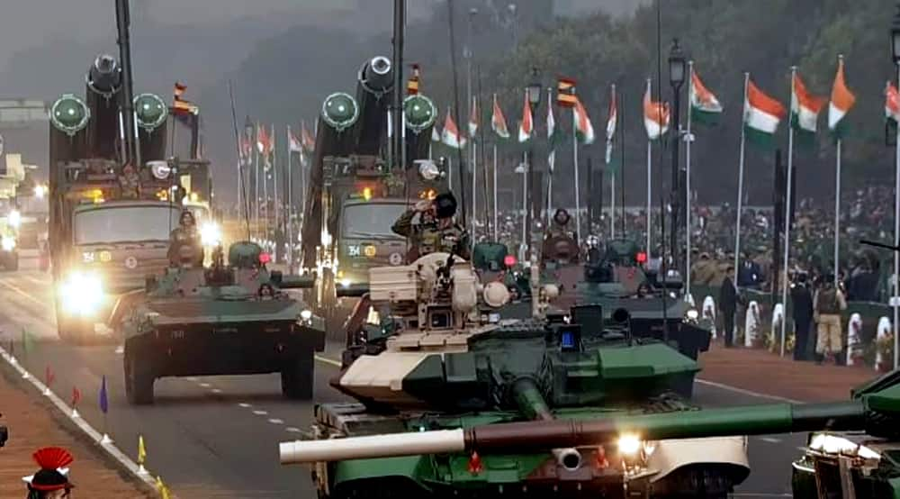 Republic Day parade underway at Rajpath.