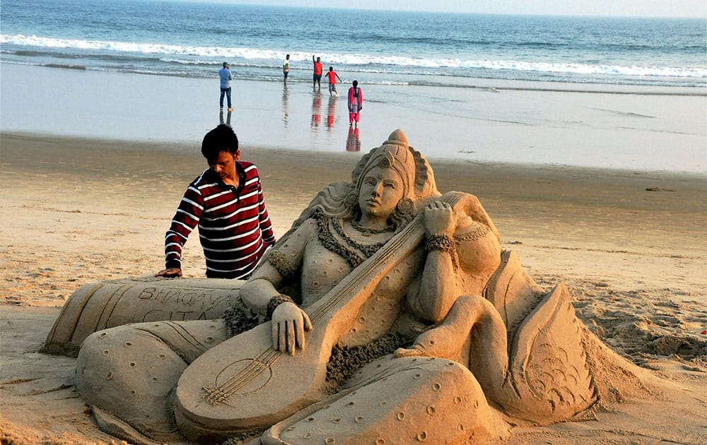 Sand art on Basant Panchami