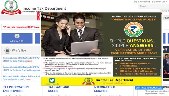 I-T dept asks taxpayers to e-verify deposits post demonetisation I-T dept asks taxpayers to e-verify deposits post demonetisation