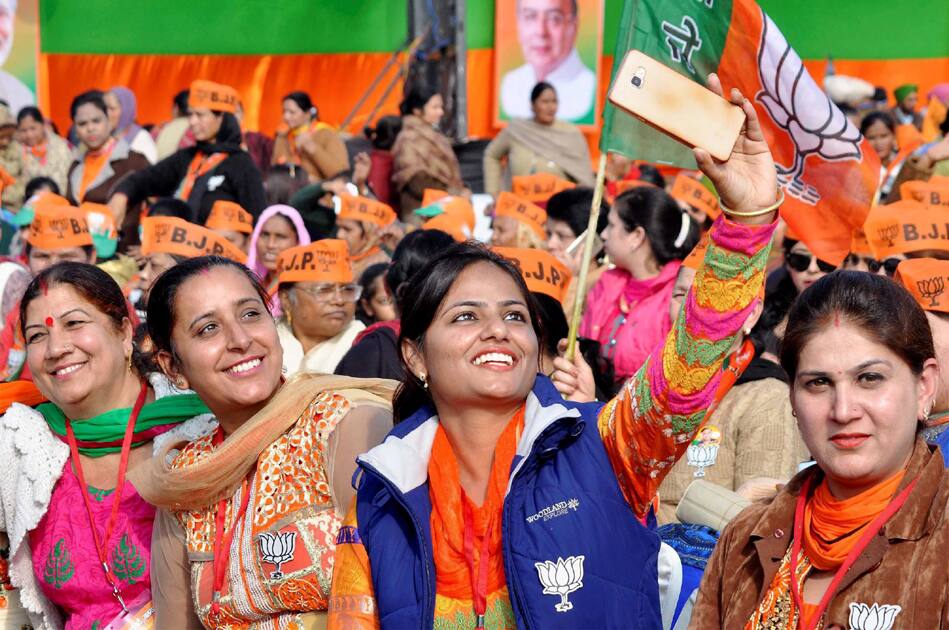 BJP supporters at PM's rally BJP supporters at PM's rally