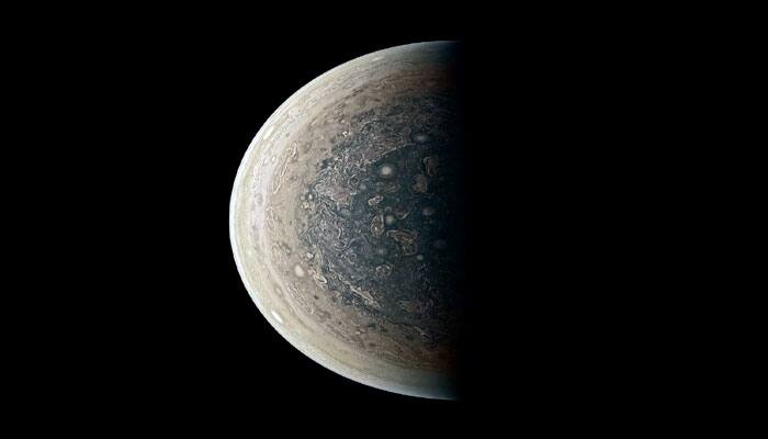 NASA&#039;s Juno reveals Jupiter&#039;s south pole and its swirling atmosphere in enhanced colour!