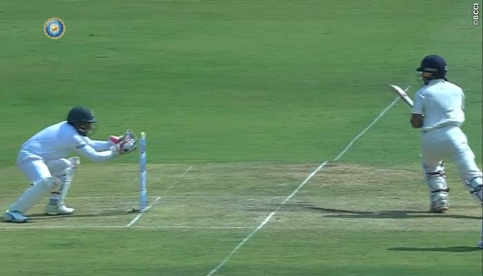 WATCH: Mushfiqur Rahim&#039;s wicket-keeping blunder gave centurion Wriddhiman Saha a lifeline
