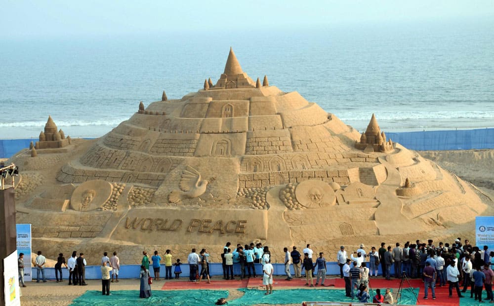 Sudarshan Pattnaik created the world's tallest sand castle