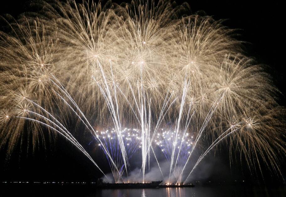 Fireworks from Germany's Nico Events dot the sky Fireworks from Germany's Nico Events dot the sky