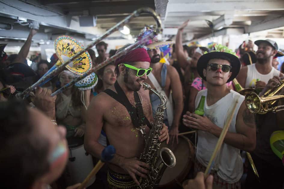 Revellers play music Revellers play music