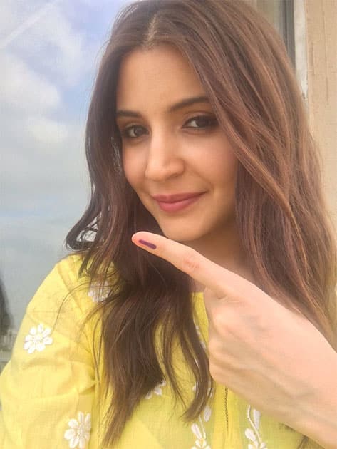 Started my morning by casting my vote - AnushkaSharma