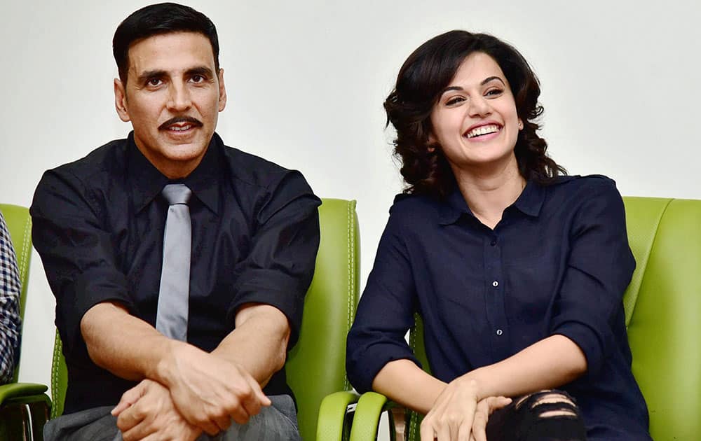 Akshay Kumar and Taapsee Pannu at J P Hospital  for the promotion of film