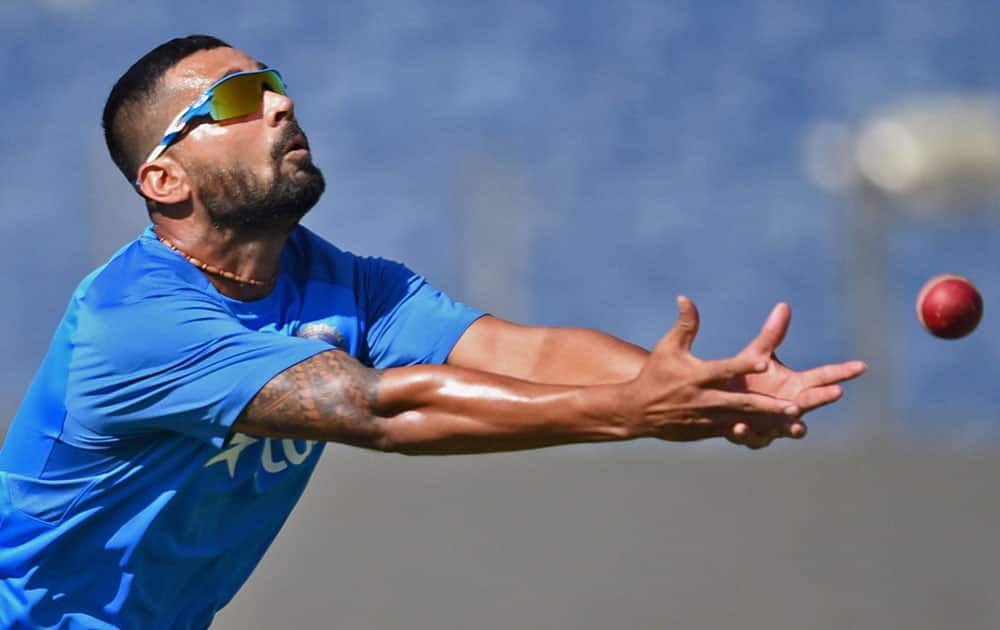 Murli Vijay during a practice session ahead of the first test match against Australia