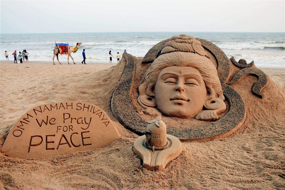 Sand art on Maha Shivratri